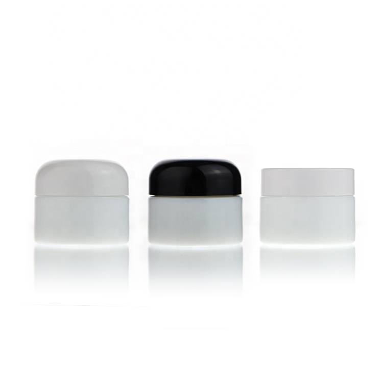 Custom Logo 20g 30g 50g 90g 100g Empty Glossy White Glass Cream Jar For Toner Lotion Cosmetic Packaging
