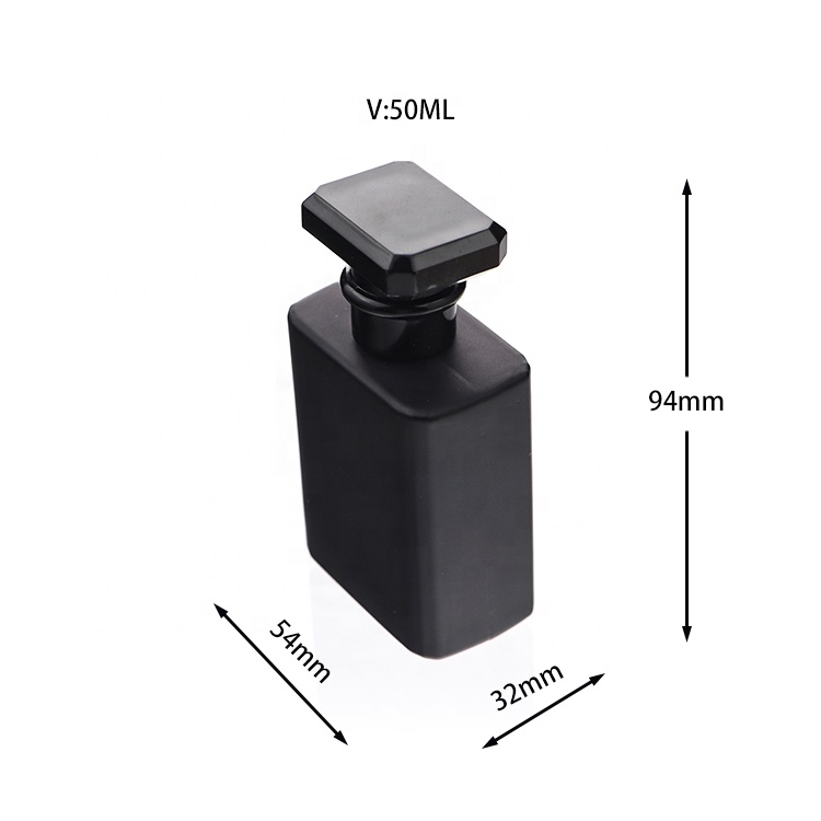 Custom Logo 30ml 50ml Glass Square Black Grey Crimped Spray Empty Perfume Bottles For Sale