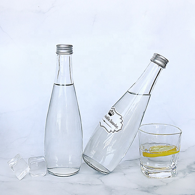 Custom Logo 330ml 500ml Mineral Sparkling Water Glass Bottle With Screw Cap