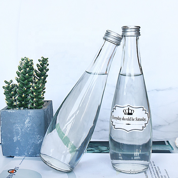 Custom Logo 330ml 500ml Mineral Sparkling Water Glass Bottle With Screw Cap