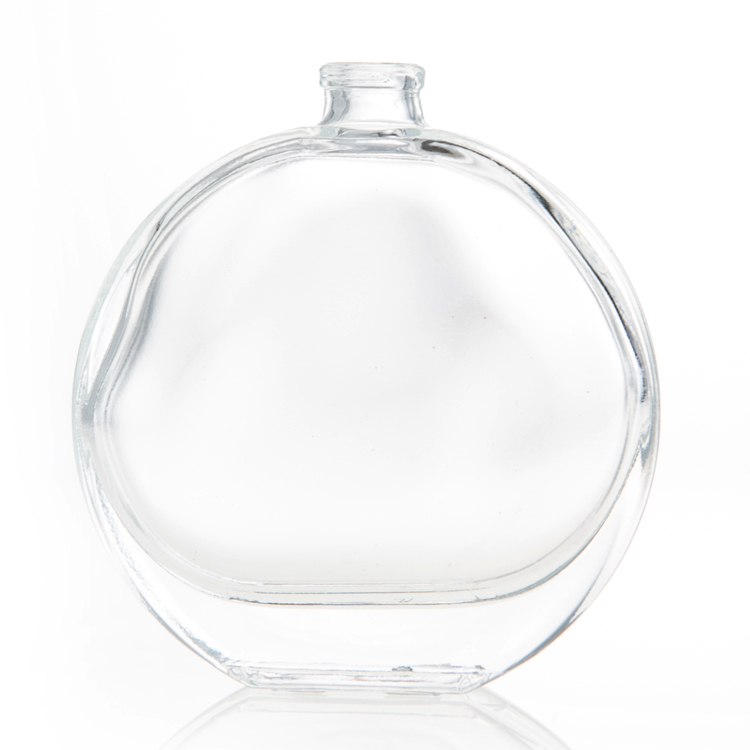 Custom Logo 50ML Frosted Flat Round Perfume Bottles Glass Spray With Crown Cap