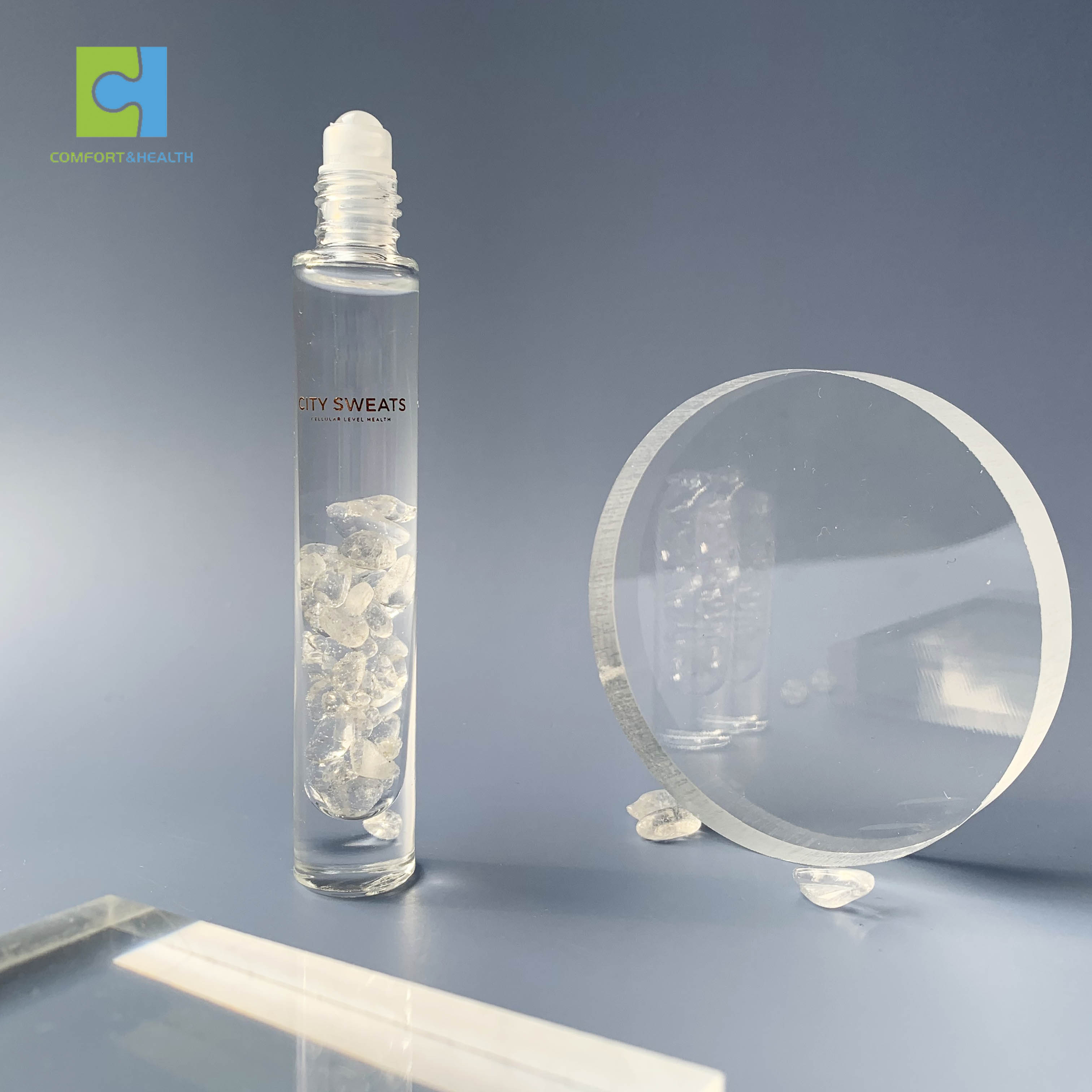 Custom Logo 5ml 10ml 15ml Glass Crystal Essential Oil Gemstone Roller Bottle