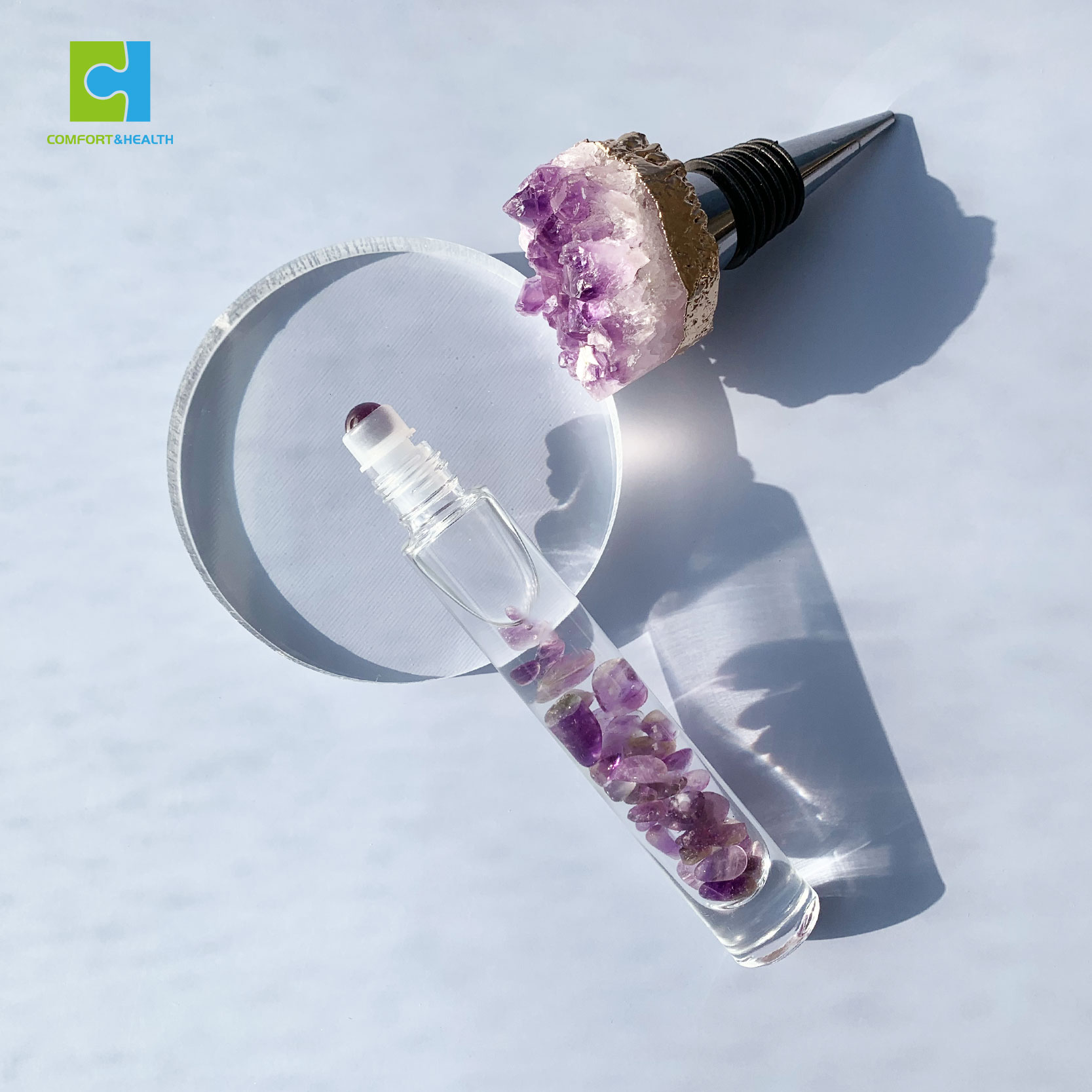 Custom Logo 5ml 10ml 15ml Glass Crystal Essential Oil Gemstone Roller Bottle