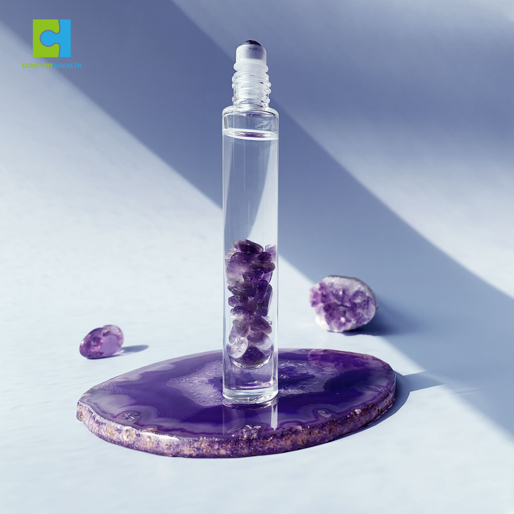 Custom Logo 5ml 10ml 15ml Glass Crystal Essential Oil Gemstone Roller Bottle
