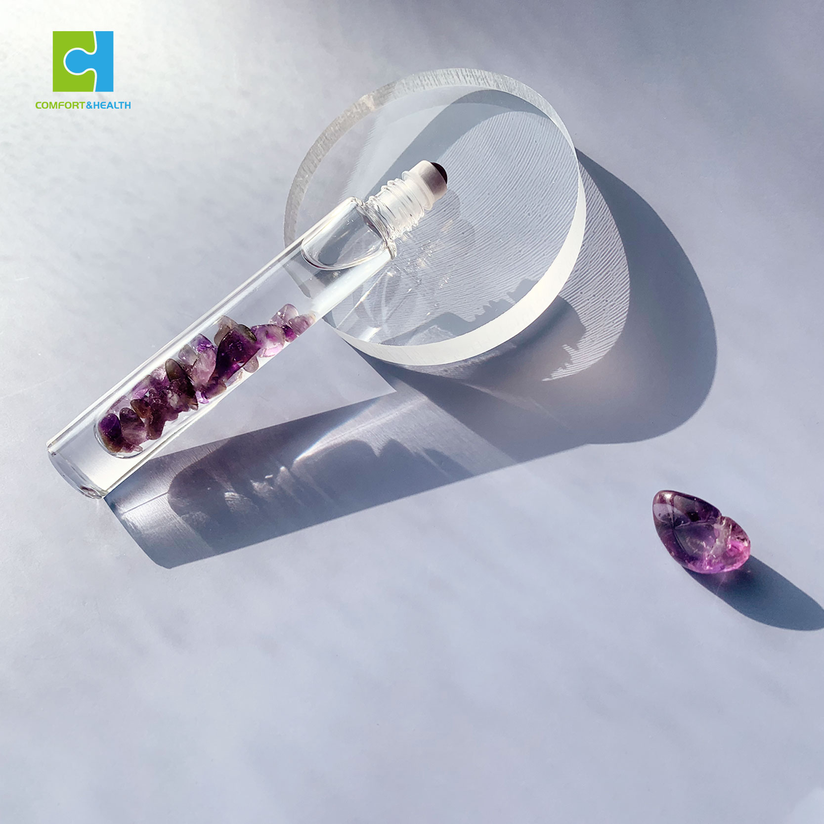 Custom Logo 5ml 10ml 15ml Glass Crystal Essential Oil Gemstone Roller Bottle