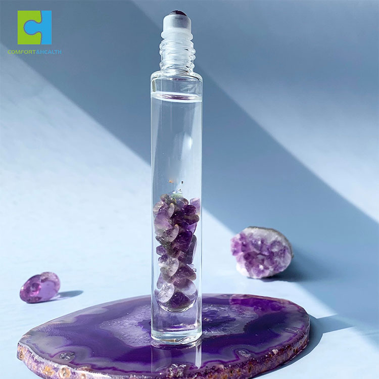 Custom Logo 5ml 10ml Healing Gemstone Crystal Glass Essential Oil Roller Bottle