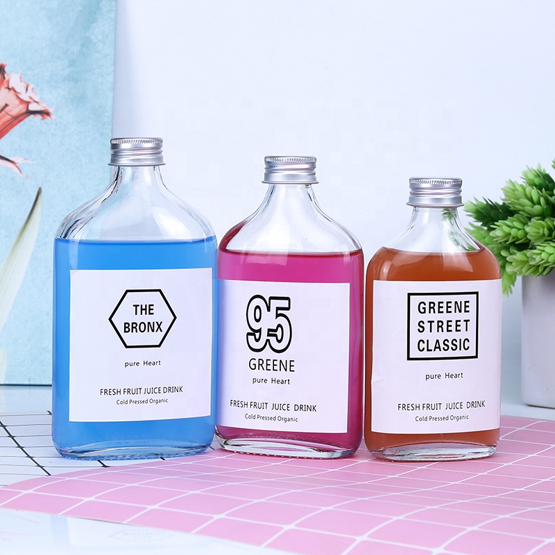 Custom Logo Brand Elegant Premium Mini Seal Flat Square 300ml 500ml Fancy Tequila Glass Bottle