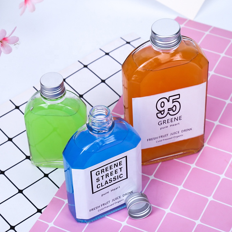Custom Logo Brand Elegant Premium Mini Seal Flat Square 300ml 500ml Fancy Tequila Glass Bottle