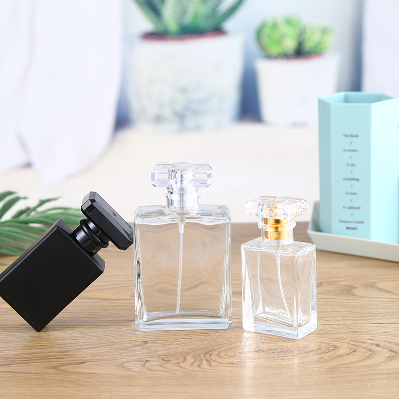 Custom Logo China Cosmetic Bottle 20Ml Spray Bottle Square Black Perfume Glass Bottle