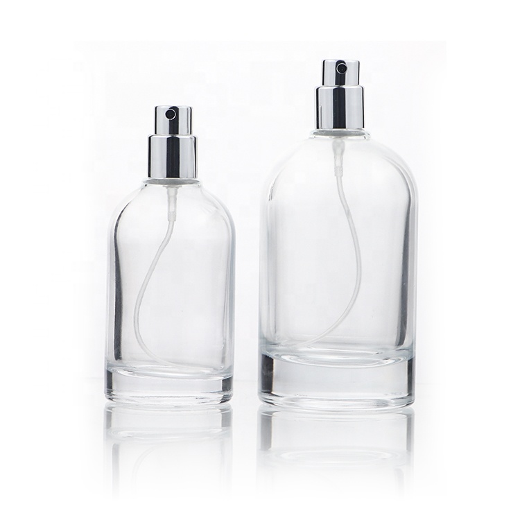 Custom Logo Cylinder Round Glass Spray Perfume Bottles 50 ml Empty With cap