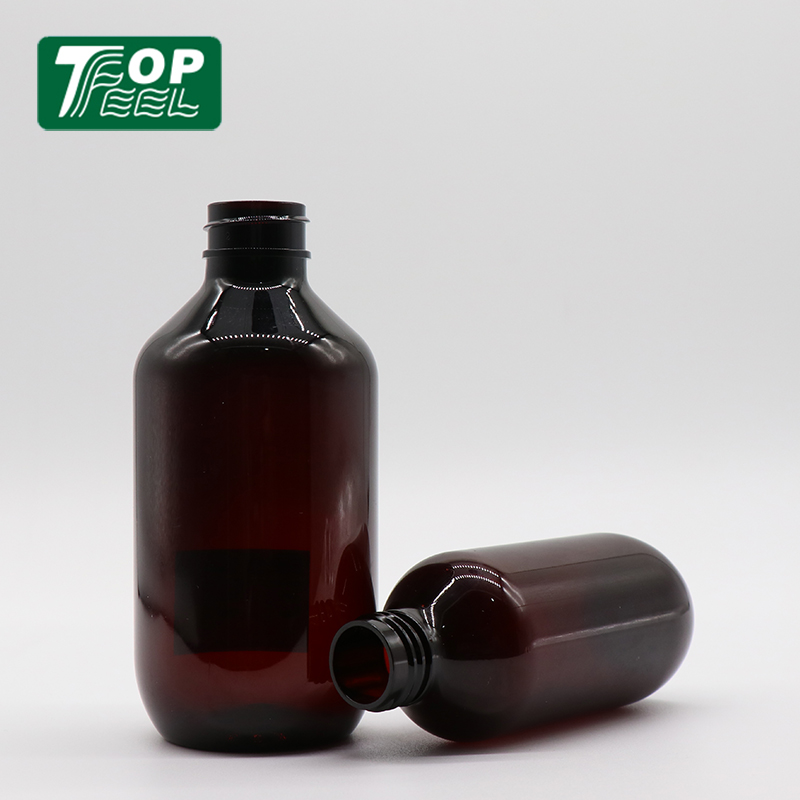 Custom Logo Empty 100ml 150ml 200ml 300ml 400ml 500ml Classy Round Amber Hotel Plastic Shampoo Bottle with Pump