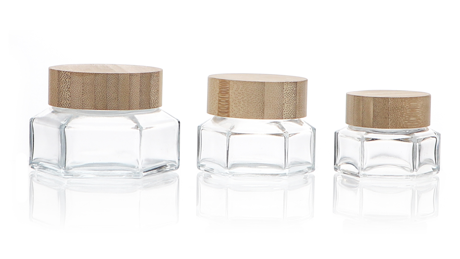 Custom Logo Empty Round 50g Double Wall Bamboo Glass Cosmetic Containers Jars And Bottles