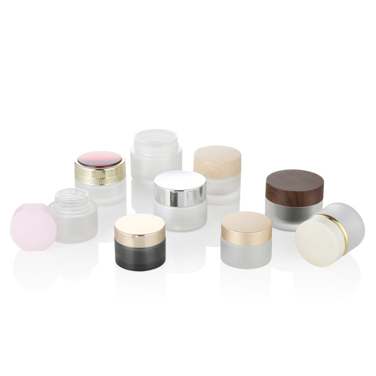 Custom Logo Frosted Glass Face Cream Empty Bottle 10g 50g Sample Cosmetic Jar