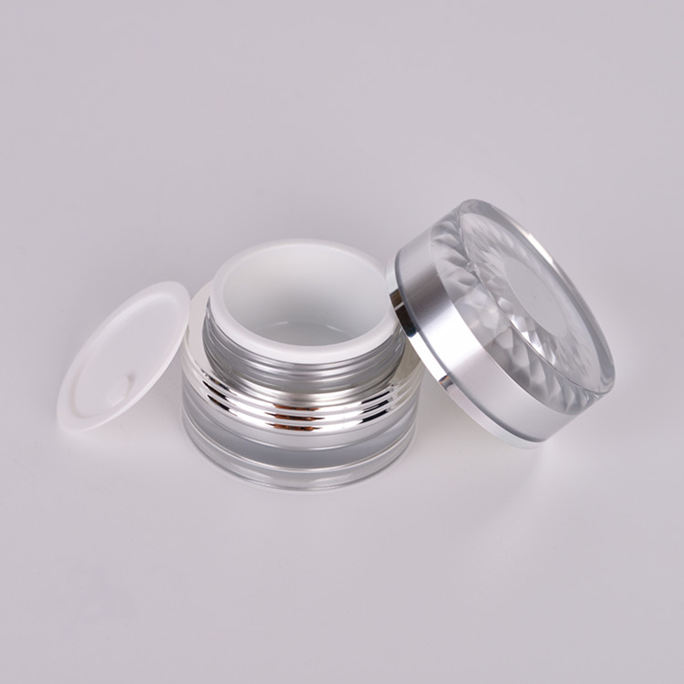 Custom Logo High End Empty Cosmetic Silver Color Acrylic Nails Powder Jars