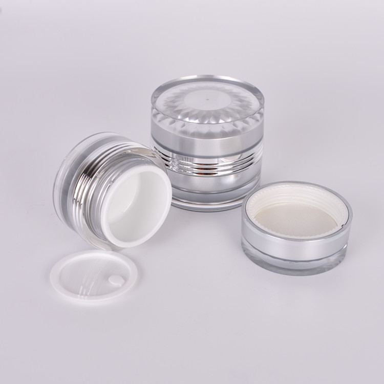 Custom Logo High End Empty Cosmetic Silver Color Acrylic Nails Powder Jars