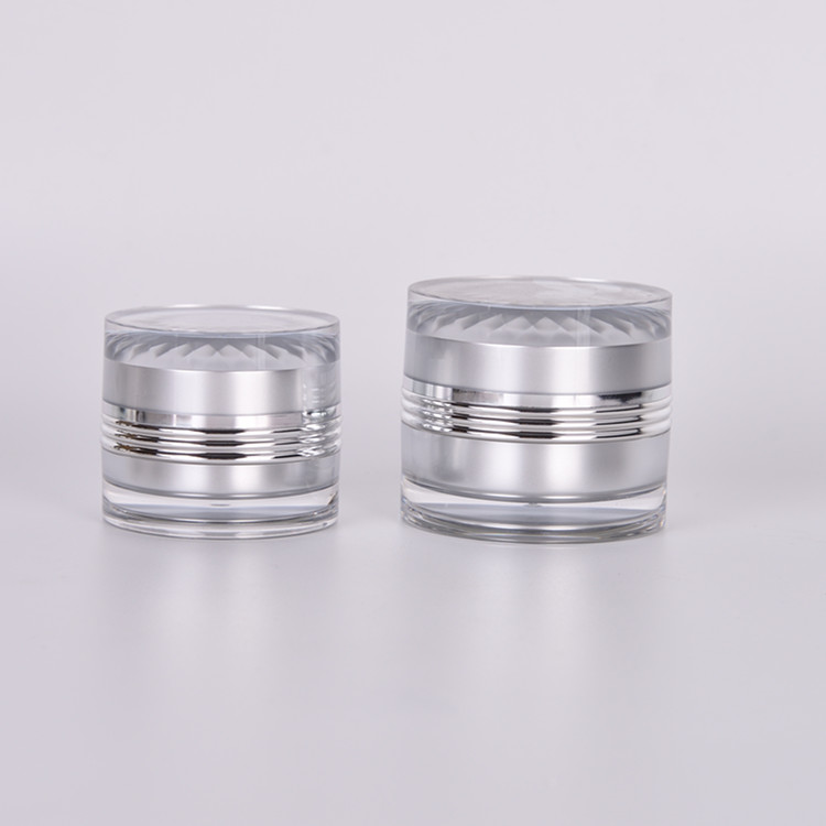Custom Logo High End Empty Cosmetic Silver Color Acrylic Nails Powder Jars