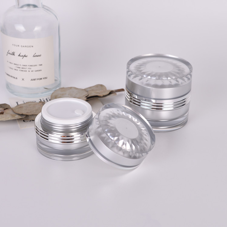 Custom Logo High End Empty Cosmetic Silver Color Acrylic Nails Powder Jars