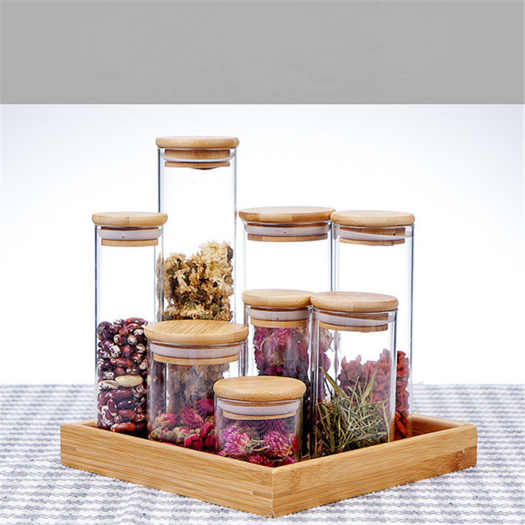 Custom Logo Jar Airtight Kitchen Storage Tea Suger Storage Glass Jar With Lid Sets