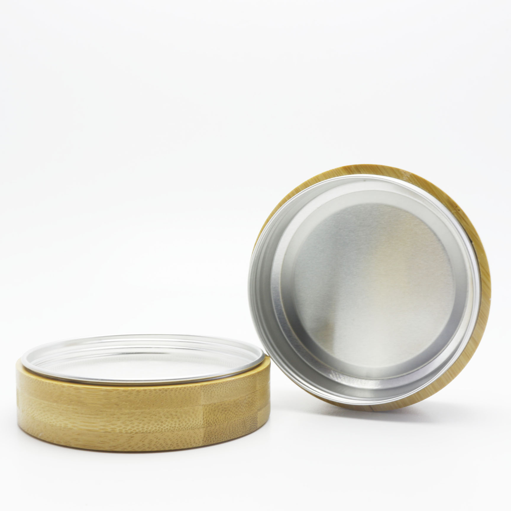 Custom Logo New Fashion Round Shape inner aluminum use for  Cosmetic Bamboo Cream Jar BJ-300K