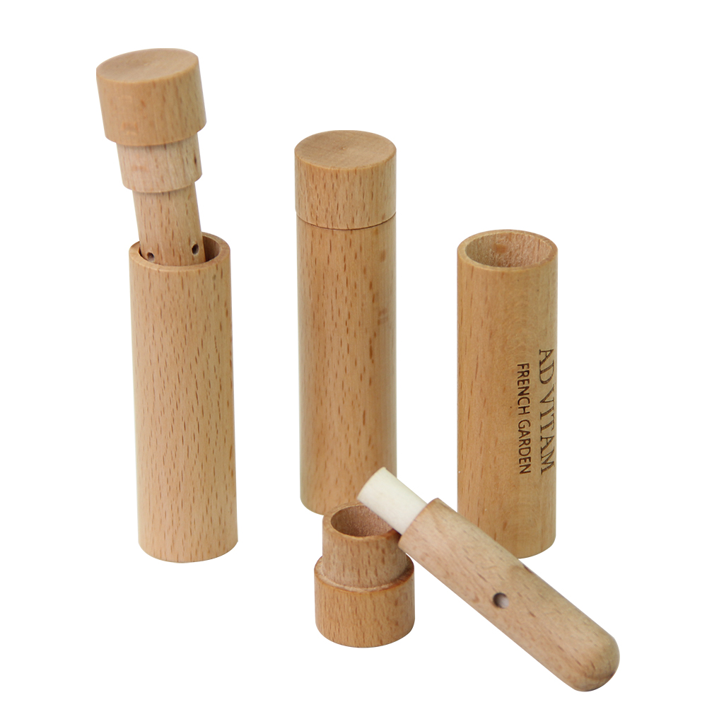 Custom Logo Oxygen Aromatherapy Friendly Wood Inhaler Tube Packing Essential Oil Distillation Stick Bamboo Inhaler