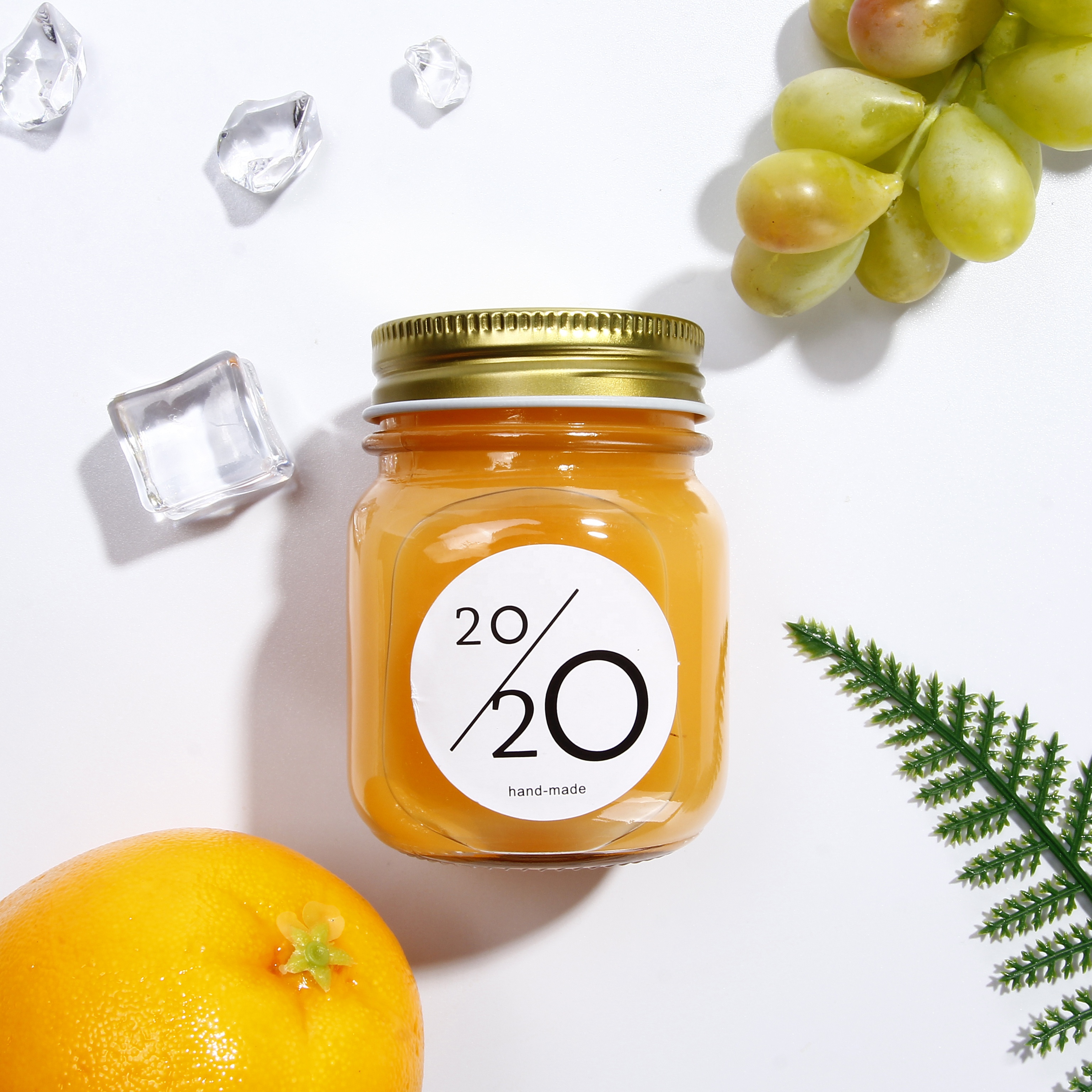 Custom Logo Printed Honey Preserve Canning 300ml Glass Drinking Wide Mouth Glass Mason Jar Without Handle