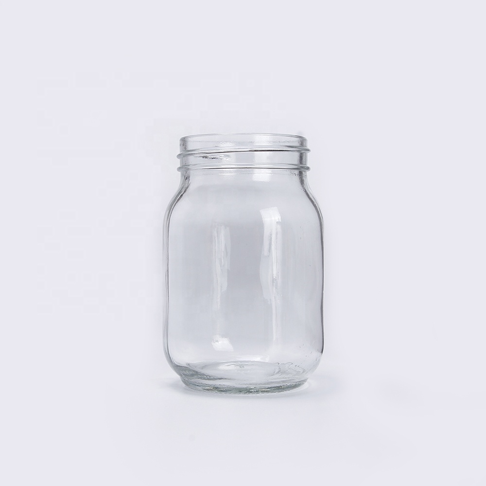 Custom Logo Printed Honey Preserve Canning 300ml Glass Drinking Wide Mouth Glass Mason Jar Without Handle