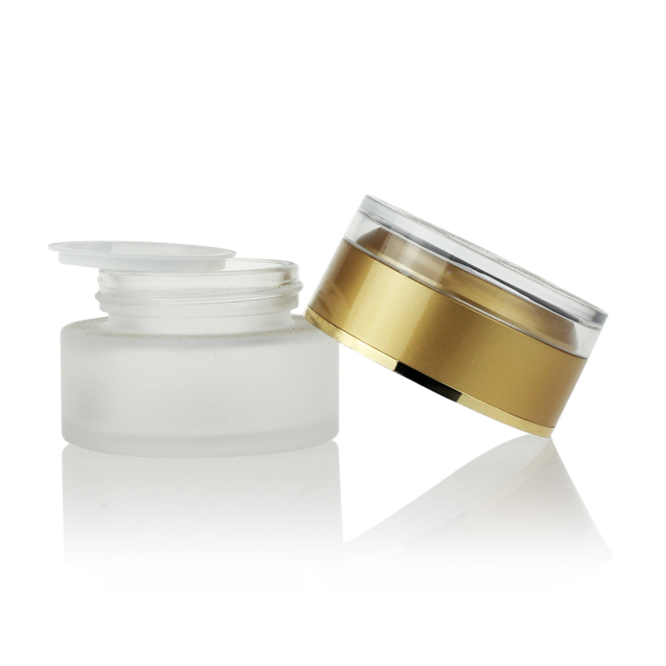 Custom Logo Private Label Luxury Empty Frosted Cream Glass Cosmetic Jar With Screw Cap