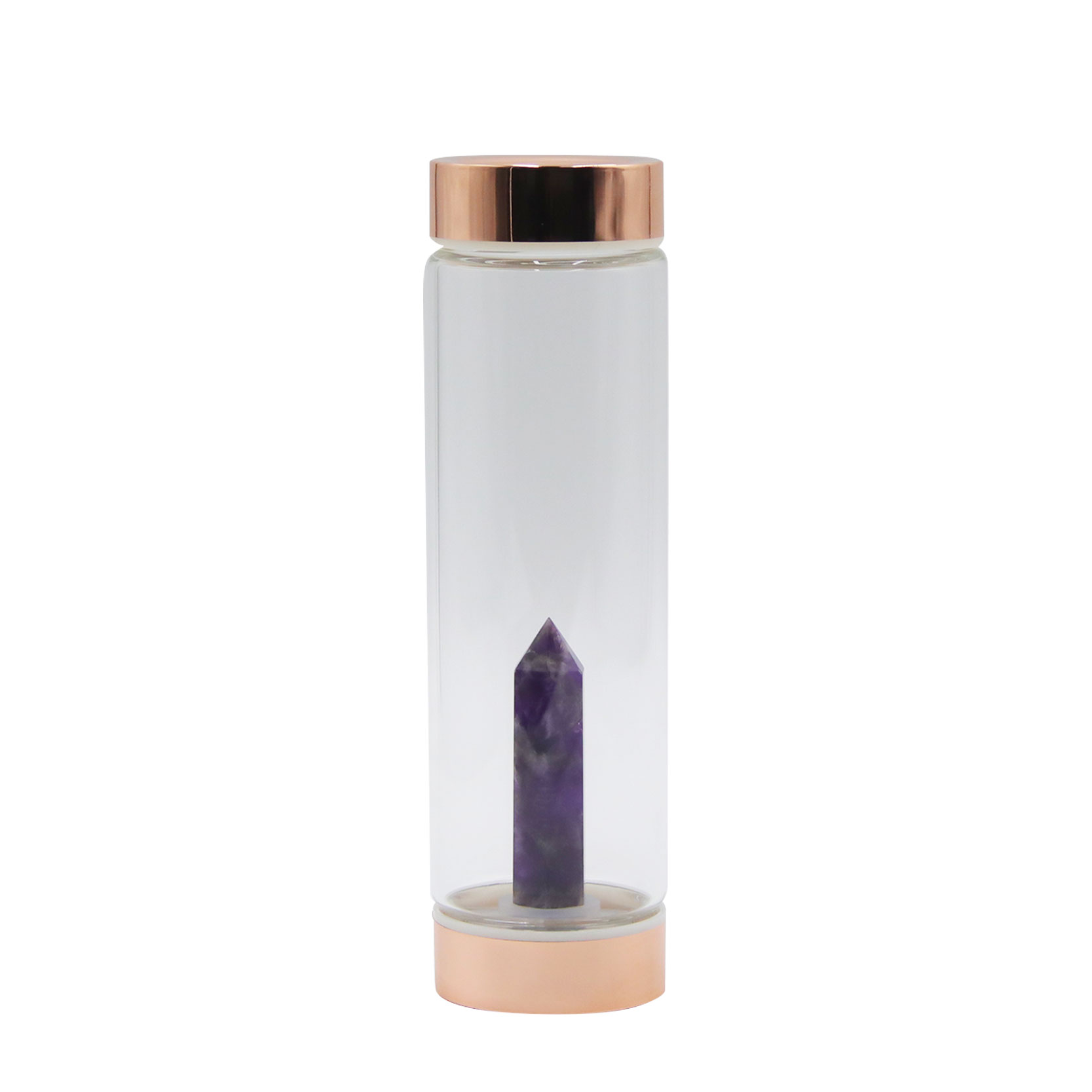 Custom Logo Rose Gold Quartz Elixir Health Gemstone Infused Crystal Water Bottle