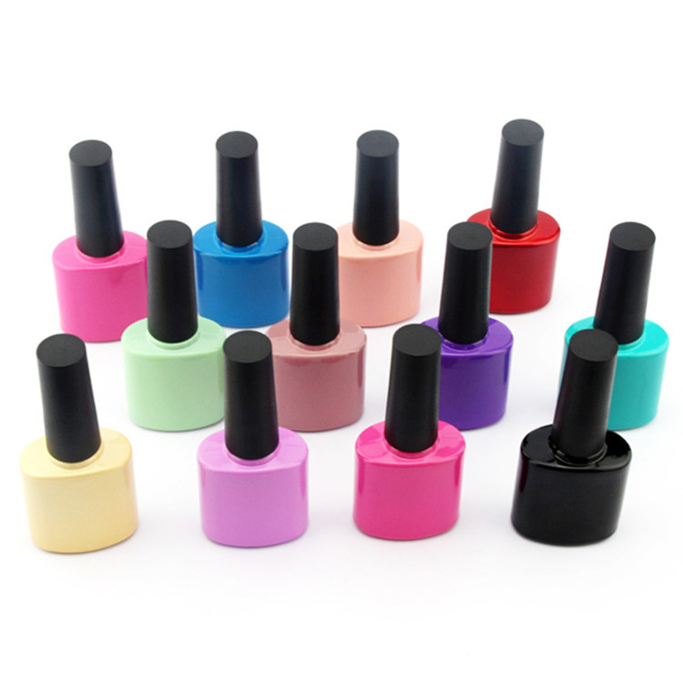 Custom Logo Wholesale Fashion Black 8ml Gel Polish Bottle Uv Gel Nail Polish Container With Brush