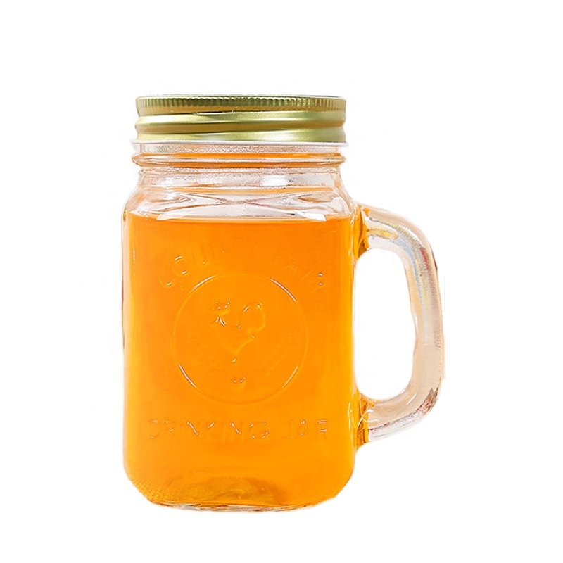 Custom Logo wholesale jars 16 oz mason jar lids with Gold Tinplate Lid