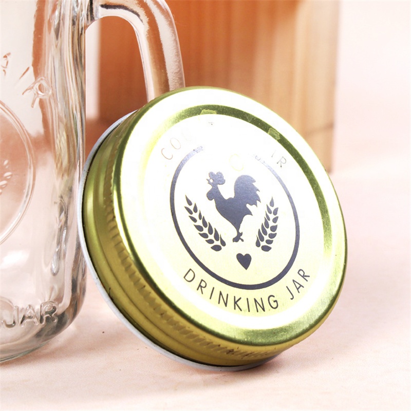 Custom Logo wholesale jars 16 oz mason jar lids with Gold Tinplate Lid