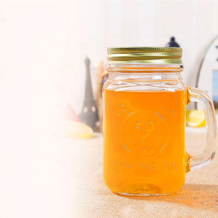 Custom Logo wholesale jars 16 oz mason jar lids with Gold Tinplate Lid