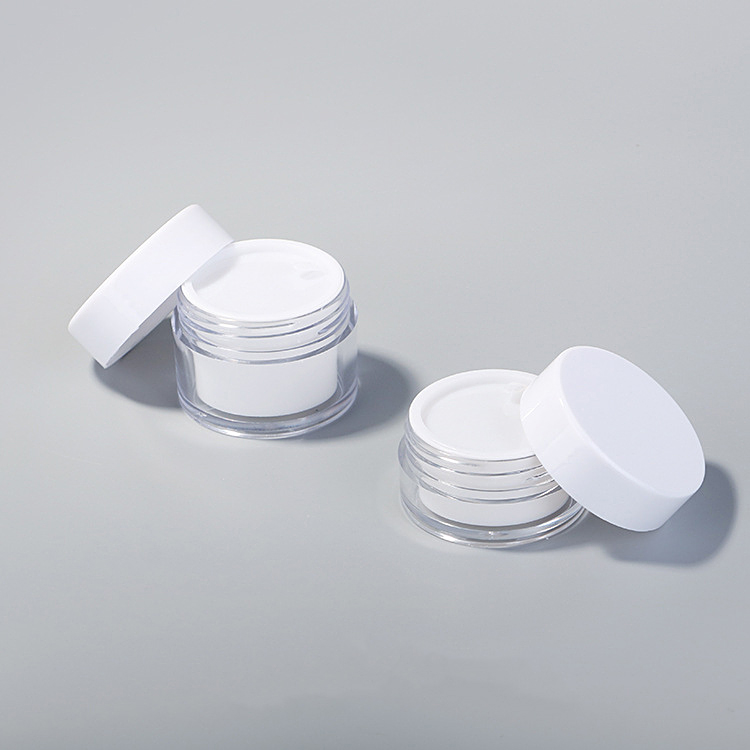 Custom Luxury 20g 30g 50g White Empty Round Plastic PS Double Wall Cosmetic Jar with Screw Cap