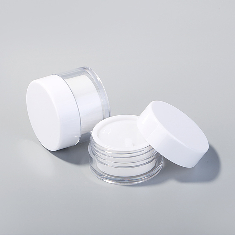 Custom Luxury 20g 30g 50g White Empty Round Plastic PS Double Wall Cosmetic Jar with Screw Cap