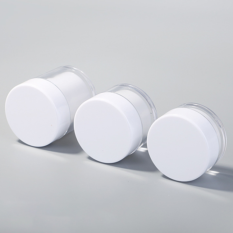Custom Luxury 20g 30g 50g White Empty Round Plastic PS Double Wall Cosmetic Jar with Screw Cap
