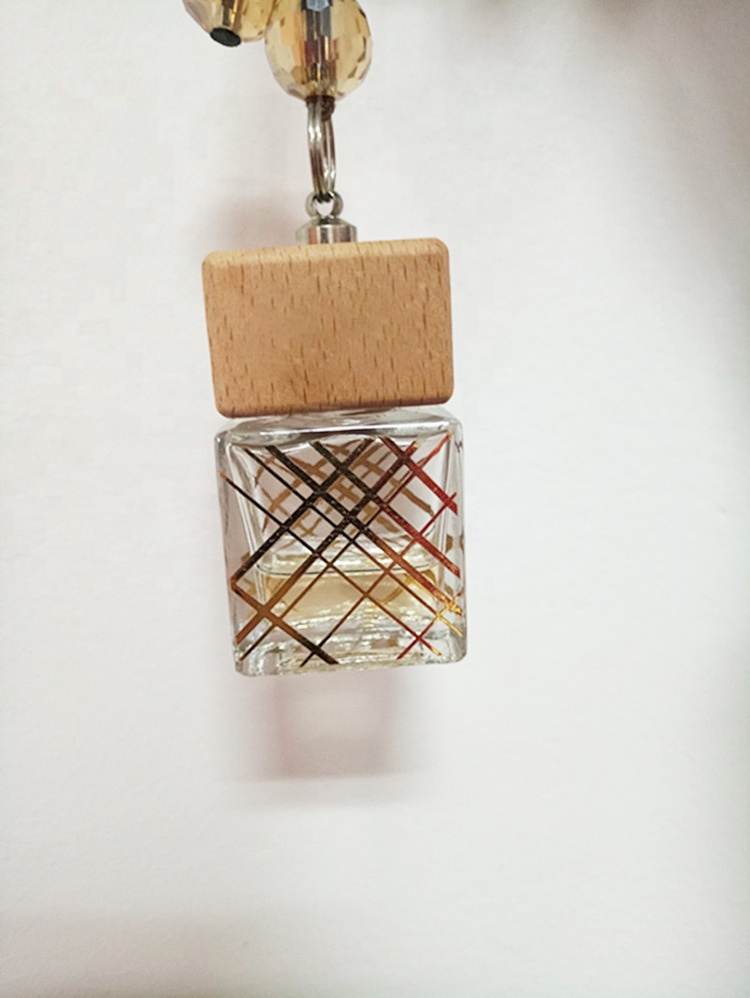 Custom Luxury Freshener Empty Hanging Air Freshener Square Car Perfume Glass Bottle