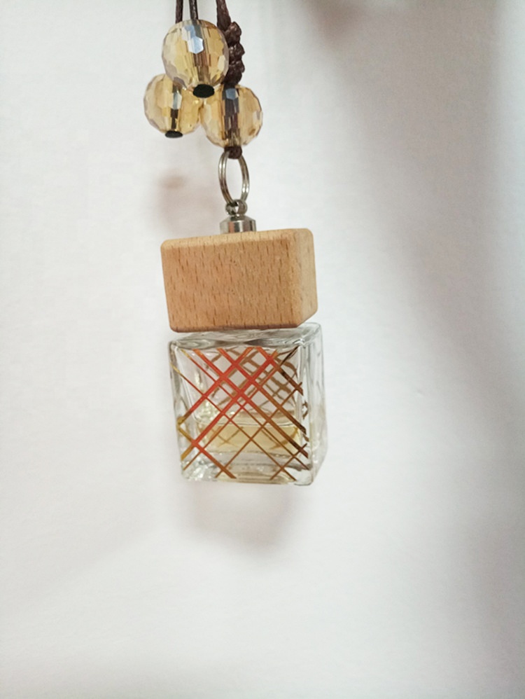Custom Luxury Freshener Empty Hanging Air Freshener Square Car Perfume Glass Bottle