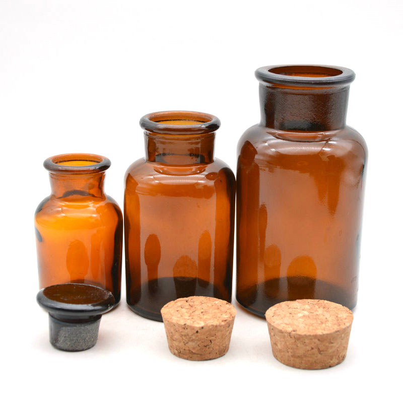 Custom Luxury Geo Cut Empty Amber Color Glass Candle Jar With Cork