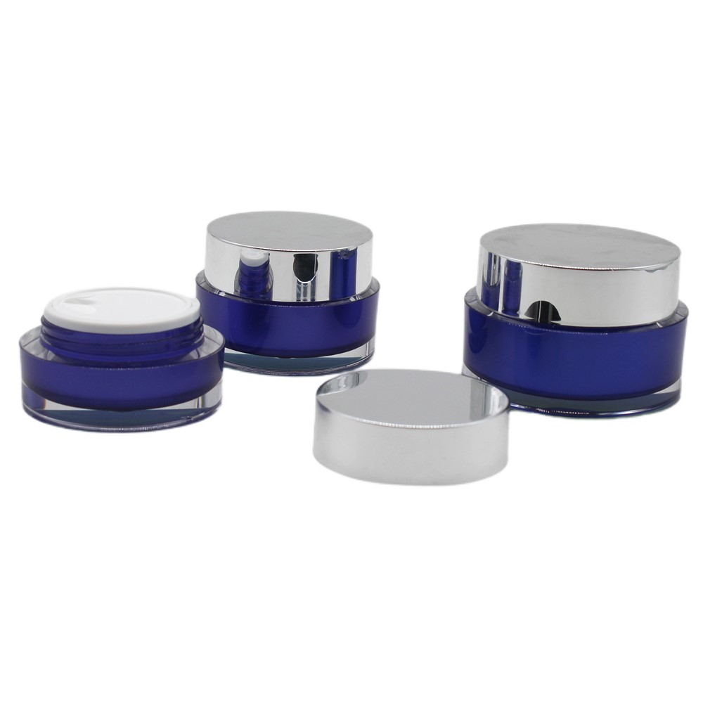 Custom Luxury Round Acrylic 1oz Cosmetic Jar with Silver Lid