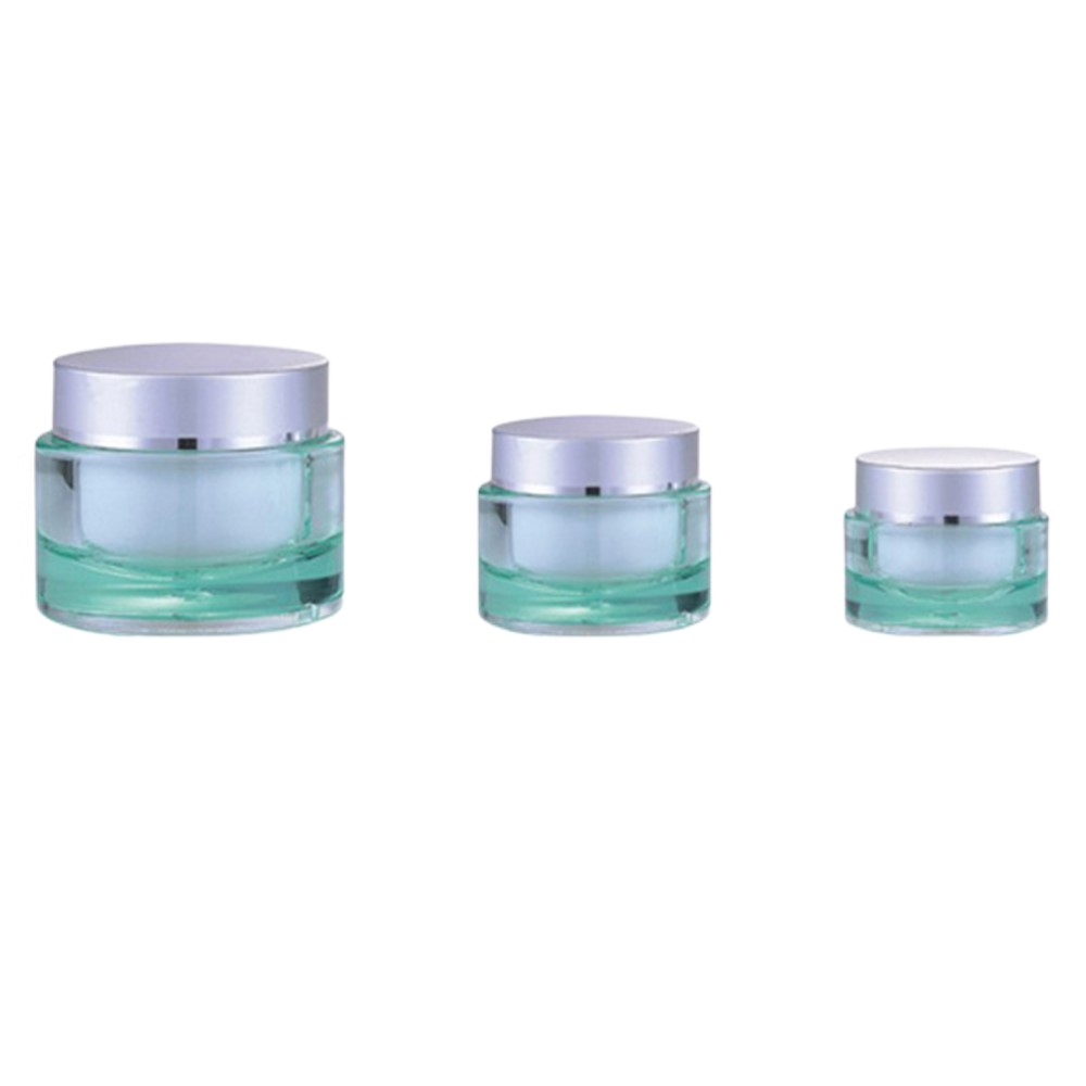 Custom Luxury Round Acrylic 1oz Cosmetic Jar with Silver Lid