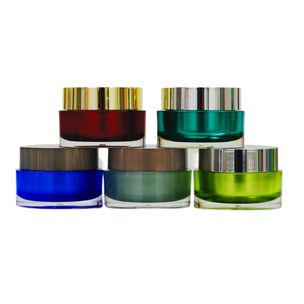 Custom Luxury Round Acrylic 1oz Cosmetic Jar with Silver Lid