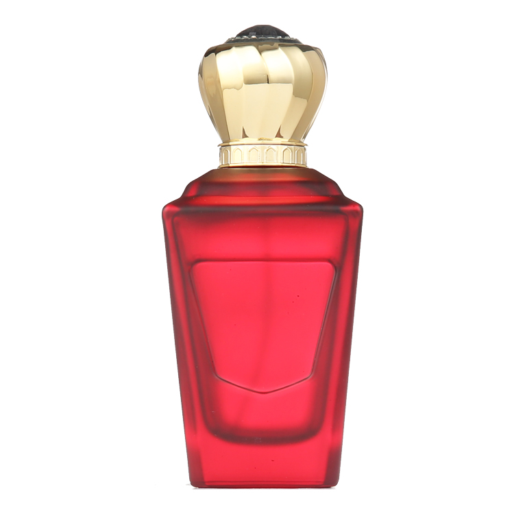Custom Luxury Wine Red Trapezoid Glass Spray Perfume Bottle 100ml with Zamac CAP