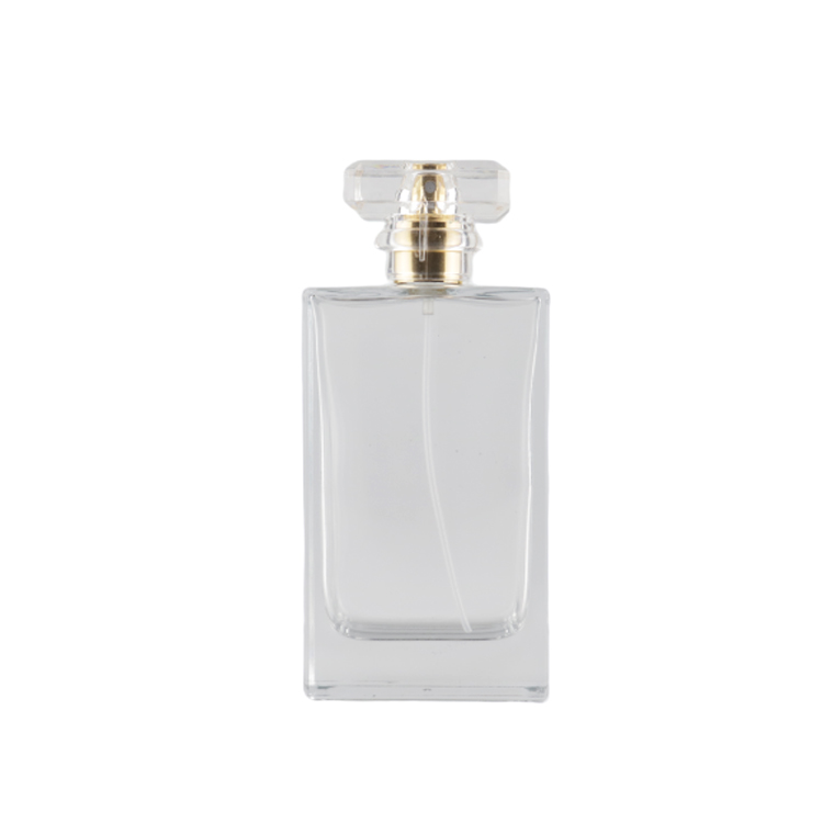 Custom Made 100ml Empty Rectangle Perfume Clear Glass Spray Bottle with Pump Cap