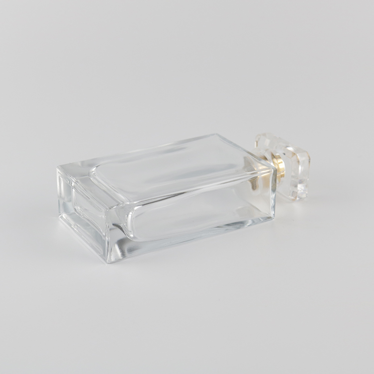 Custom Made 100ml Empty Rectangle Perfume Clear Glass Spray Bottle with Pump Cap