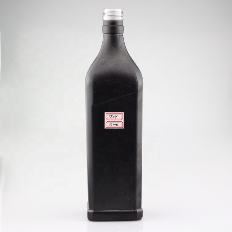 Custom Made Black Glass Vodka Bottle 750ml 500ml 350ml Rum Black Glass Bottle