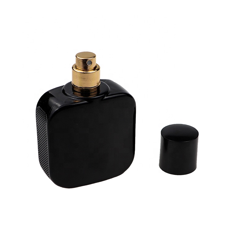 Custom Matte Black Square Glass Cologne Bottles Men 50ml Perfume Bottle