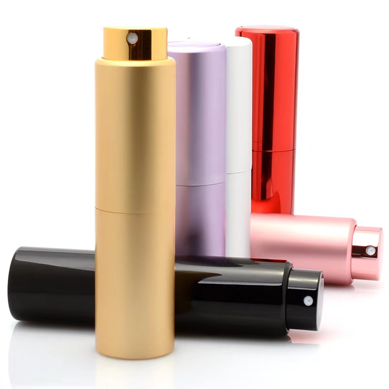 Custom Mini 8ml 10ml 15ml 20ml Twist Rotation Pocket-Sized Aluminum Perfume Atomizer Refillable Parfum Spray Bottles