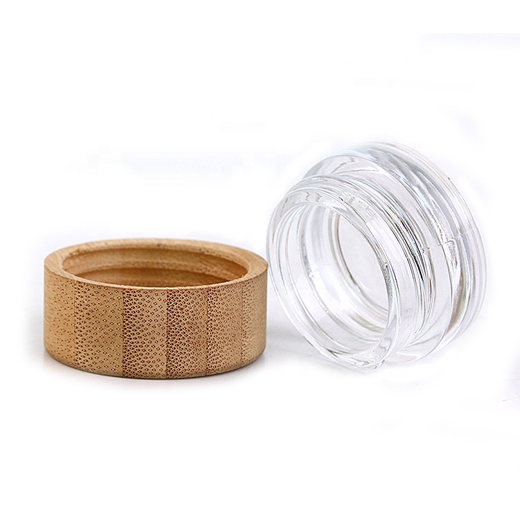 Custom New luxury cosmetic packaging jar 7ml 7g clear eye cream glass jar with bamboo wooden lid