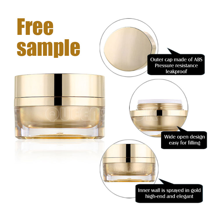 Custom Oval Elegant Cream Bottle 15ML 30ML 50ML Acrylic Cosmetic Container Cream Jar