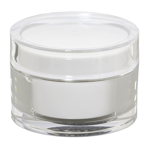Custom PMMA Outer, PP Inner white round cosmetic acrylic cream jar